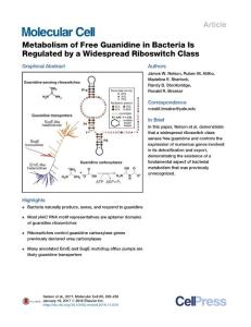 Molecular Cell-2017-Metabolism of Free Guanidine in Bacteria Is Regulated by a Widespread Riboswitch Class