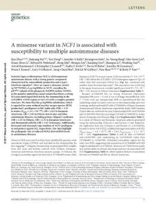 ng.3782-A missense variant in NCF1 is associated with susceptibility to multiple autoimmune diseases