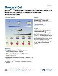 Molecular Cell-2017-PP2ACdc55 Phosphatase Imposes Ordered Cell-Cycle Phosphorylation by Opposing Threonine Phosphorylation