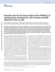 ni.3694-Essential role for the transcription factor Bhlhe41 in regulating the development, self-renewal and BCR repertoire of B-1a cells
