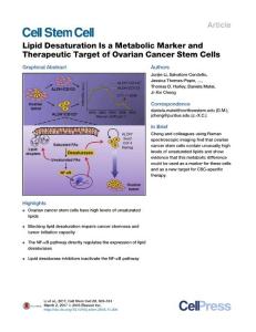 Cell Stem Cell-2017-Lipid Desaturation Is a Metabolic Marker and Therapeutic Target of Ovarian Cancer Stem Cells