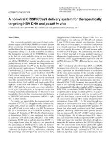 cr201716a-A non-viral CRISPR-Cas9 delivery system for therapeutically targeting HBV DNA and pcsk9 in vivo
