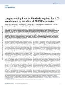 ni.3712-Long noncoding RNA lncKdm2b is required for ILC3 maintenance by initiation of Zfp292 expression