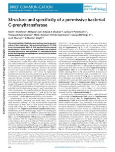 nchembio.2285-Structure and specificity of a permissive bacterial C-prenyltransferase