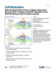 Cell Metabolism-2017-Mitochondrial Patch Clamp of Beige Adipocytes Reveals UCP1-Positive and UCP1-Negative Cells Both Exhibiting Futile Creatine Cycling