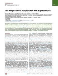 Cell Metabolism-2017-The Enigma of the Respiratory Chain Supercomplex