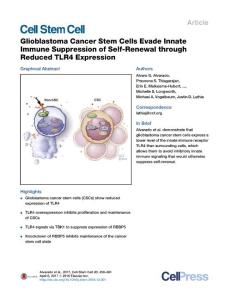 Cell Stem Cell-2017-Glioblastoma Cancer Stem Cells Evade Innate Immune Suppression of Self-Renewal through Reduced TLR4 Expression