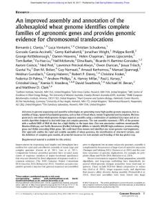 Genome Res.-2017-Clavijo-An improved assembly and annotation of the allohexaploid wheat genome identifies complete families of agronomic genes and provides genomic evidence for chromosomal tra..