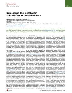 Cell Metabolism-2017-Quiescence-like Metabolism to Push Cancer Out of the Race