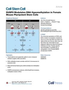 Cell Stem Cell-2017-DUSP9 Modulates DNA Hypomethylation in Female Mouse Pluripotent Stem Cells