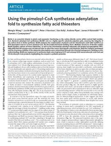 nchembio.2361-Using the pimeloyl-CoA synthetase adenylation fold to synthesize fatty acid thioesters