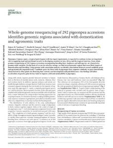 ng.3872-Whole-genome resequencing of 292 pigeonpea accessions identifies genomic regions associated with domestication and agronomic traits