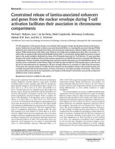 Genome Res.-2017-Robson-Constrained release of lamina-associated enhancers and genes from the nuclear envelope during T-cell activation facilitates their association in chromosome compartments