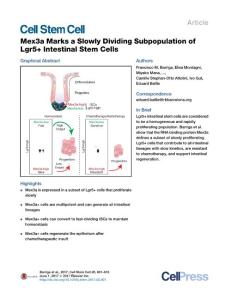 Cell Stem Cell-2017-Mex3a Marks a Slowly Dividing Subpopulation of Lgr5+ Intestinal Stem Cells