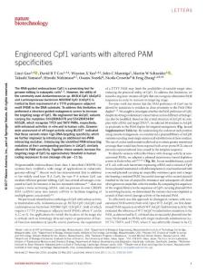 nbt.3900-Engineered Cpf1 variants with altered PAM specificities