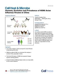 Cell-Host-Microbe_2016_Genesis-Evolution-and-Prevalence-of-H5N6-Avian-Influenza-Viruses-in-China