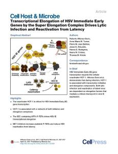 Cell-Host-Microbe_2017_Transcriptional-Elongation-of-HSV-Immediate-Early-Genes-by-the-Super-Elongation-Complex-Drives-Lytic-Infection-and-Reactivation