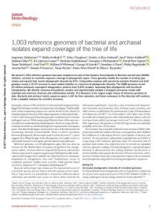 nbt.3886-1,003 reference genomes of bacterial and archaeal isolates expand coverage of the tree of life
