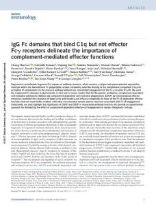 ni.3770-IgG Fc domains that bind C1q but not effector Fcγ receptors delineate the importance of complement-mediated effector functions