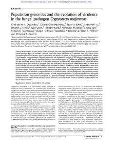 Genome Res.-2017-Desjardins-Population genomics and the evolution of virulence in the fungal pathogen Cryptococcus neoformans