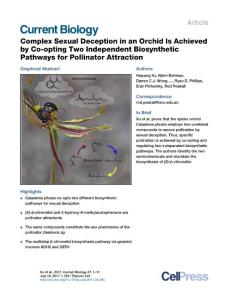 Current Biology-2017-Complex Sexual Deception in an Orchid Is Achieved by Co-opting Two Independent Biosynthetic Pathways for Pollinator Attraction