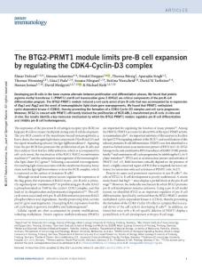 ni.3774-The BTG2-PRMT1 module limits pre-B cell expansion by regulating the CDK4-Cyclin-D3 complex