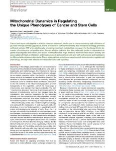 Cell Metabolism-2017-Mitochondrial Dynamics in Regulating the Unique Phenotypes of Cancer and Stem Cells
