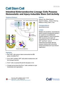 Cell Stem Cell-2017-Intestinal Enteroendocrine Lineage Cells Possess Homeostatic and Injury-Inducible Stem Cell Activity