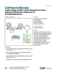 Cell Host Microbe-2017- Fusion Stage of HIV-1 Entry Depends on Virus-Induced Cell Surface Exposure of Phosphatidylserine