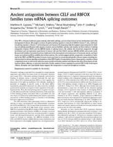 Genome Res.-2017-Gazzara-1360-70-Ancient antagonism between CELF and RBFOX families tunes mRNA splicing outcomes