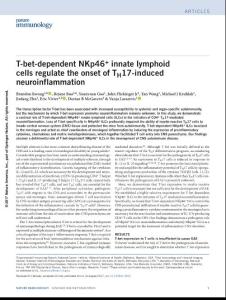 ni.3816-T-bet-dependent NKp46+ innate lymphoid cells regulate the onset of TH17-induced neuroinflammation