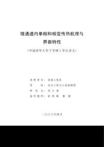 微通道内单相和相变传热机理与界面特性