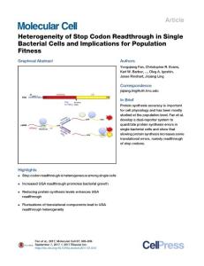 Molecular Cell-2017-Heterogeneity of Stop Codon Readthrough in Single Bacterial Cells and Implications for Population Fitness