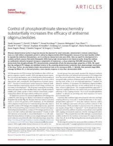 nbt.3948-Control of phosphorothioate stereochemistry substantially increases the efficacy of antisense oligonucleotides