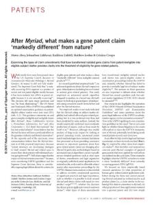 nbt.3953-After Myriad, what makes a gene patent claim ´markedly different´ from nature