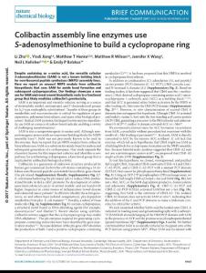 nchembio.2448-Colibactin assembly line enzymes use S-adenosylmethionine to build a cyclopropane ring