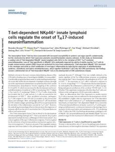 ni.3816-T-bet-dependent NKp46+ innate lymphoid cells regulate the onset of TH17-induced neuroinflammation