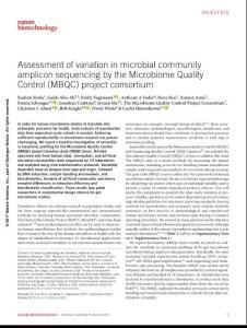 nbt.3981-Assessment of variation in microbial community amplicon sequencing by the Microbiome Quality Control (MBQC) project consortium