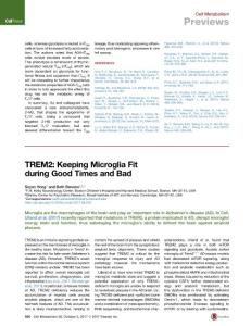 Cell Metabolism-2017- TREM2- Keeping Microglia Fit during Good Times and Bad