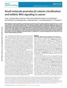 nchembio.2510-Small molecule promotes β-catenin citrullination and inhibits Wnt signaling in cancer