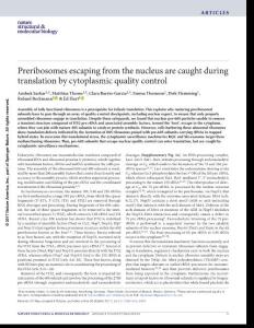 nsmb.3495-Preribosomes escaping from the nucleus are caught during translation by cytoplasmic quality control