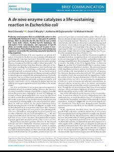 nchembio.2550-A de novo enzyme catalyzes a life-sustaining reaction in Escherichia coli