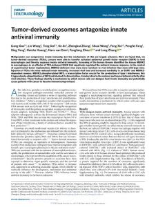NI-2018-Tumor-derived exosomes antagonize innate antiviral immunity