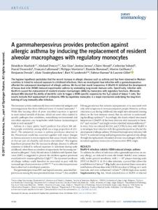 ni.3857-A gammaherpesvirus provides protection against allergic asthma by inducing the replacement of resident alveolar macrophages with regulatory monocytes