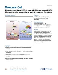 Phosphorylation-of-EZH2-by-AMPK-Suppresses-PRC2-Methyltransfer_2018_Molecula