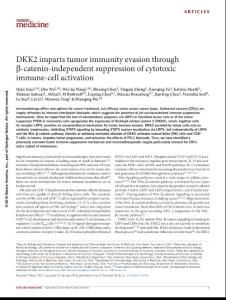 nm.4496-2018-DKK2 imparts tumor immunity evasion through β-catenin-independent suppression of cytotoxic immune-cell activation