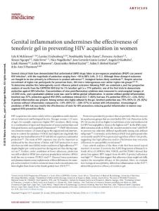 nm.4506-Genital inflammation undermines the effectiveness of tenofovir gel in preventing HIV acquisition in women