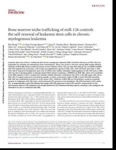 nm.4499-Bone marrow niche trafficking of miR-126 controls the self-renewal of leukemia stem cells in chronic myelogenous leukemia