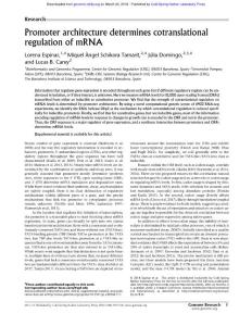 Genome Res.-2018-Espinar-gr.230458.117-Promoter architecture determines cotranslational regulation of mRNA