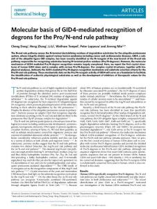 nchembio.2018-Molecular basis of GID4-mediated recognition of degrons for the Pro-N-end rule pathway